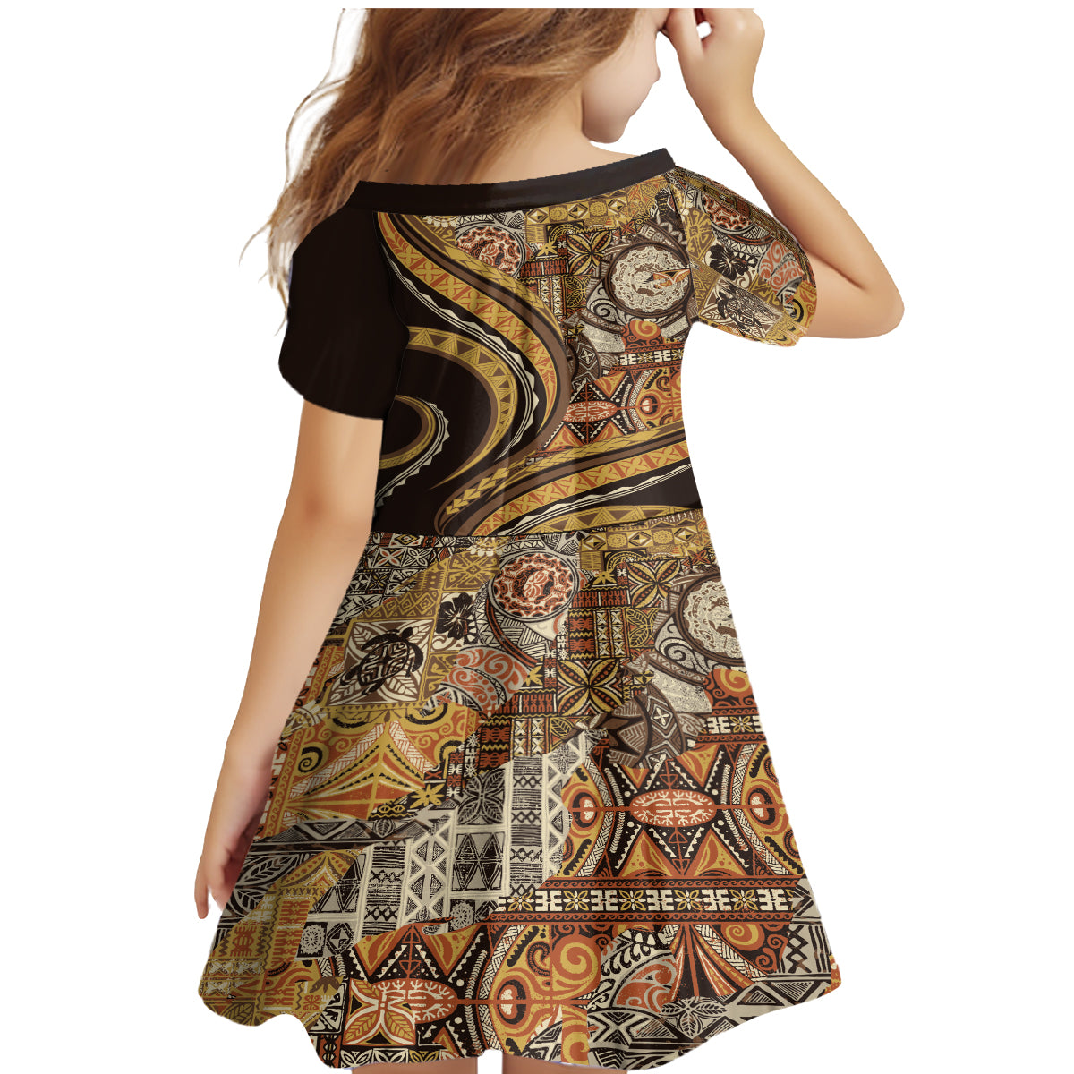 Hawaiian Hibiscus Tribal Vintage Motif Family Matching Mermaid Dress and Hawaiian Shirt Ver 4