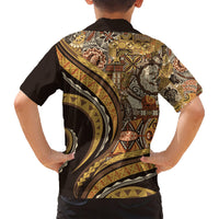 Hawaiian Hibiscus Tribal Vintage Motif Family Matching Short Sleeve Bodycon Dress and Hawaiian Shirt Ver 4