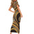 Hawaiian Hibiscus Tribal Vintage Motif Family Matching Short Sleeve Bodycon Dress and Hawaiian Shirt Ver 4