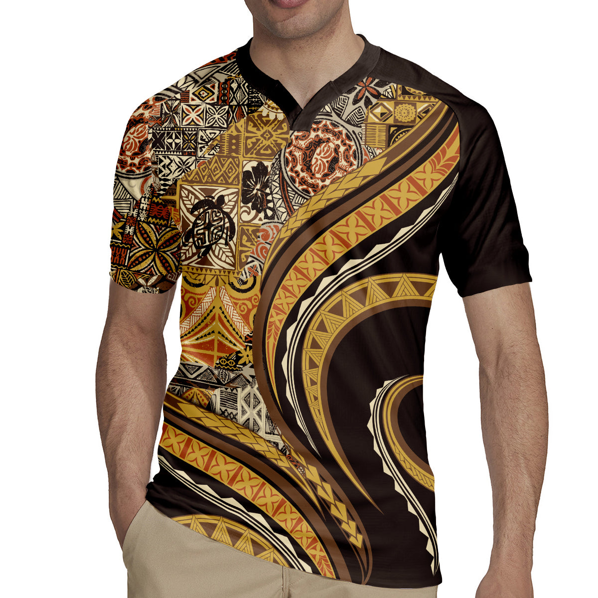 Hawaiian Hibiscus Tribal Vintage Motif Rugby Jersey Ver 4