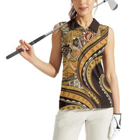 Hawaiian Hibiscus Tribal Vintage Motif Women Sleeveless Polo Shirt Ver 4