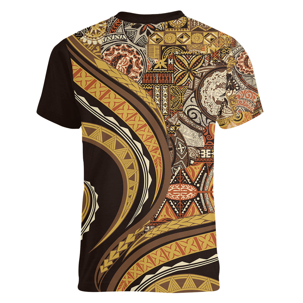 Hawaiian Hibiscus Tribal Vintage Motif Women V-Neck T-Shirt Ver 4