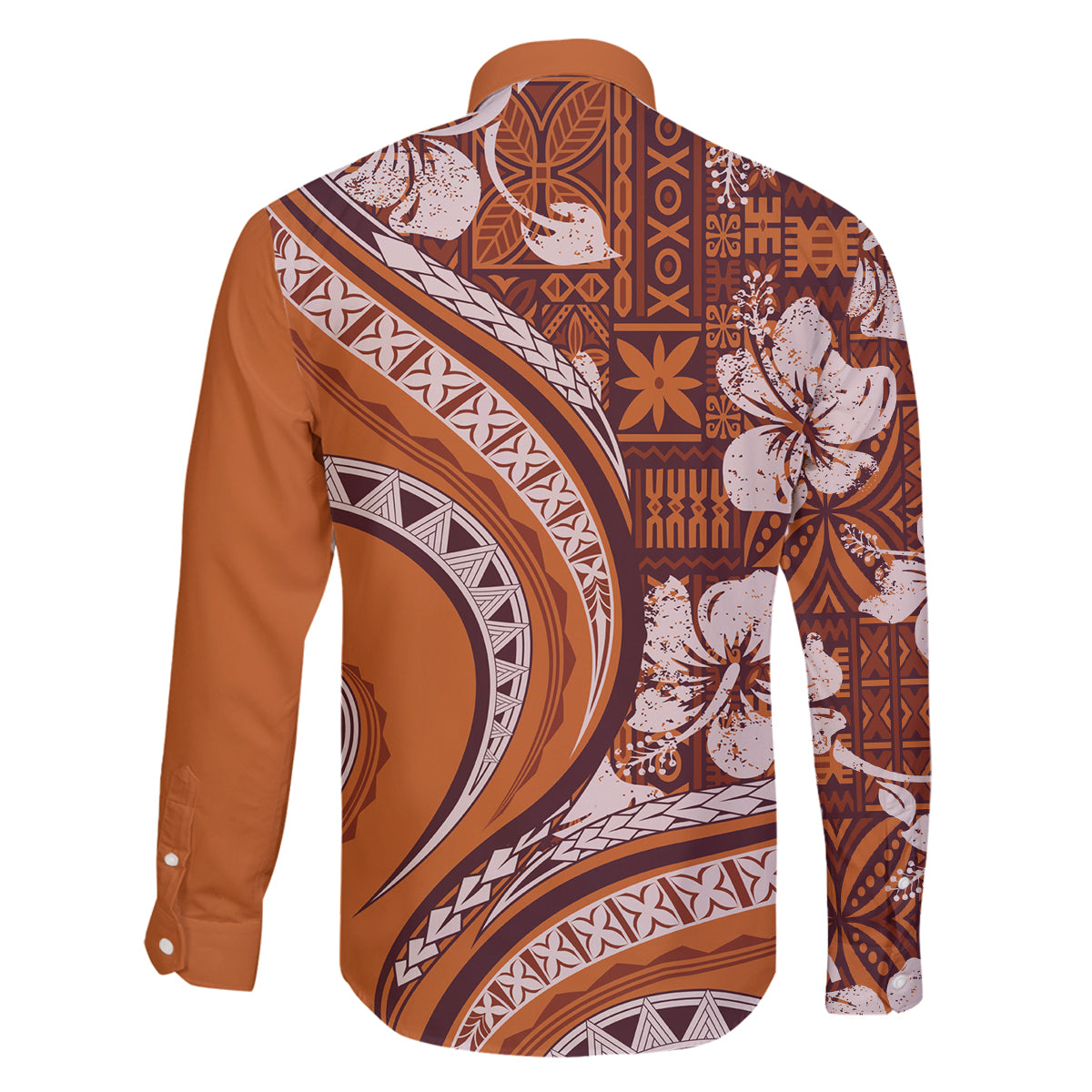 Hawaiian Hibiscus Tribal Vintage Motif Family Matching Long Sleeve Bodycon Dress and Hawaiian Shirt Ver 5 LT9 - Polynesian Pride