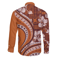 Hawaiian Hibiscus Tribal Vintage Motif Family Matching Long Sleeve Bodycon Dress and Hawaiian Shirt Ver 5 LT9 - Polynesian Pride