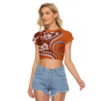 Hawaiian Hibiscus Tribal Vintage Motif Raglan Cropped T Shirt Ver 5