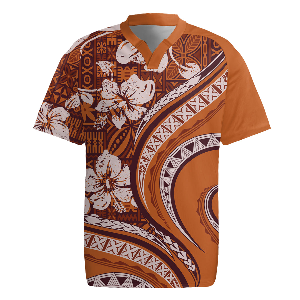 Hawaiian Hibiscus Tribal Vintage Motif Rugby Jersey Ver 5