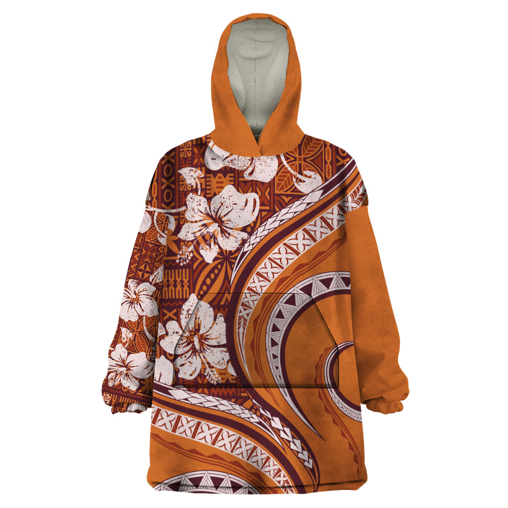 Hawaiian Hibiscus Tribal Vintage Motif Wearable Blanket Hoodie Ver 5
