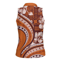 Hawaiian Hibiscus Tribal Vintage Motif Women Sleeveless Polo Shirt Ver 5