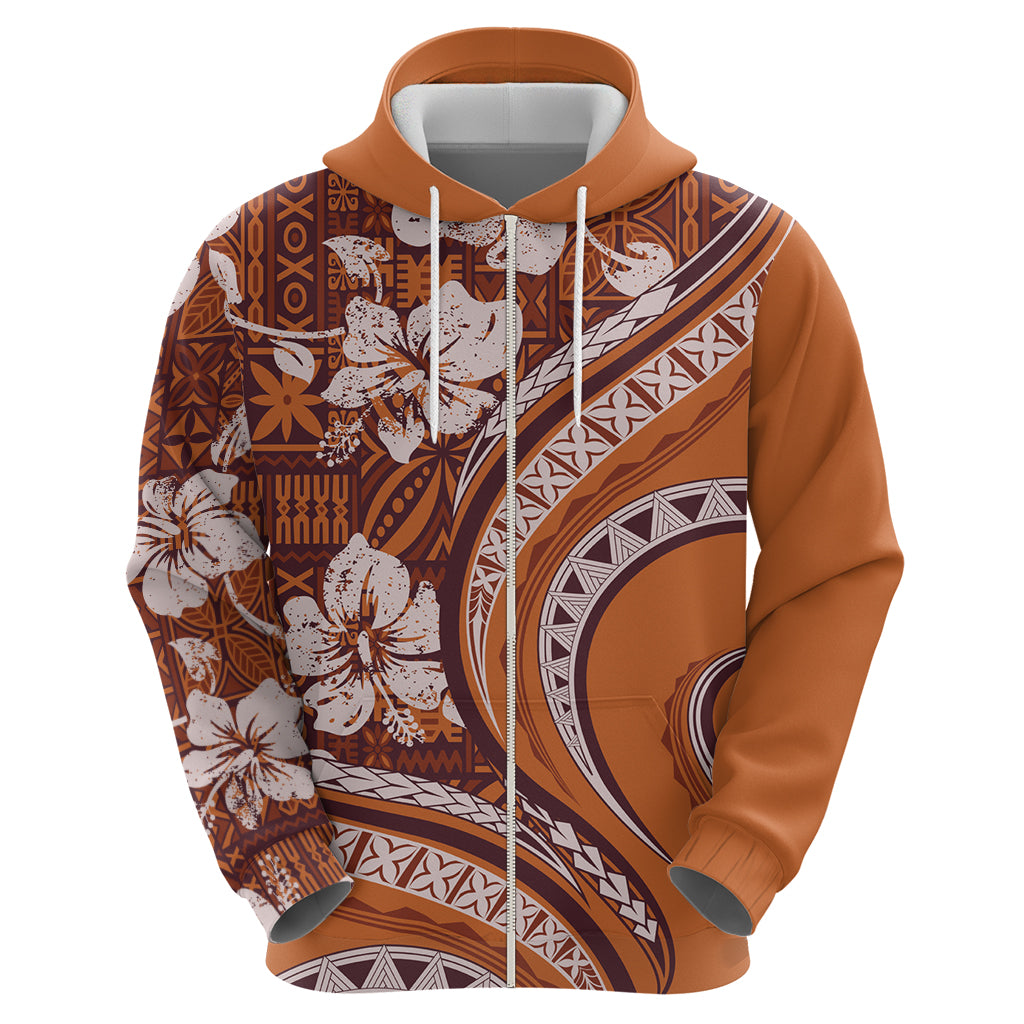 Hawaiian Hibiscus Tribal Vintage Motif Zip Hoodie Ver 5