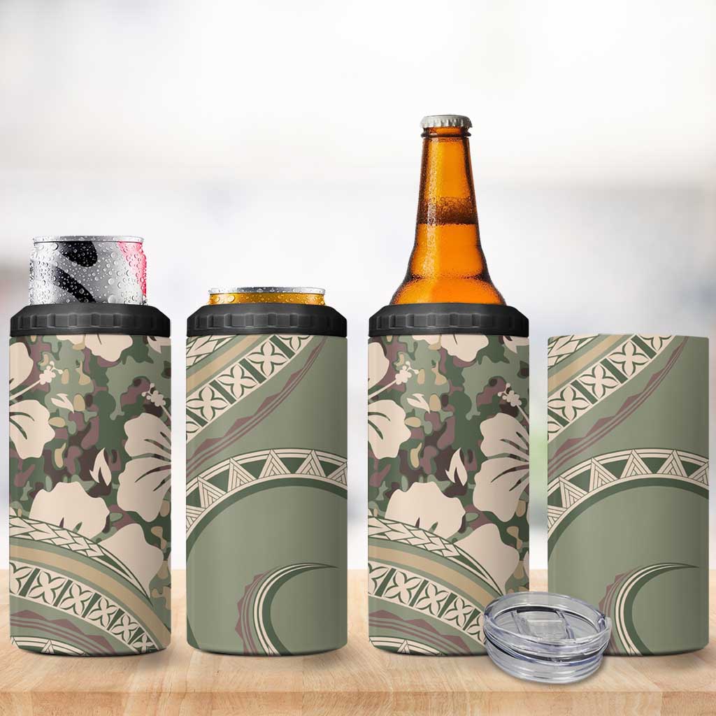 Hawaiian Hibiscus Tribal Vintage Motif 4 in 1 Can Cooler Tumbler Ver 6