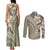 Hawaiian Hibiscus Tribal Vintage Motif Couples Matching Tank Maxi Dress and Long Sleeve Button Shirt Ver 6