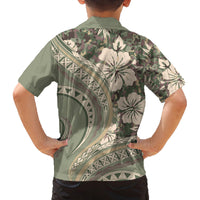 Hawaiian Hibiscus Tribal Vintage Motif Family Matching Long Sleeve Bodycon Dress and Hawaiian Shirt Ver 6 LT9 - Polynesian Pride