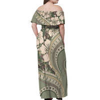 Hawaiian Hibiscus Tribal Vintage Motif Off Shoulder Maxi Dress Ver 6