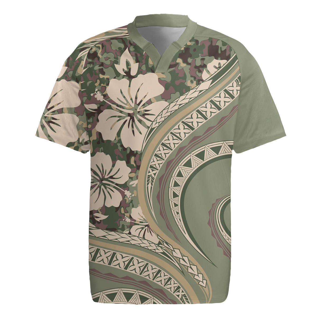 Hawaiian Hibiscus Tribal Vintage Motif Rugby Jersey Ver 6