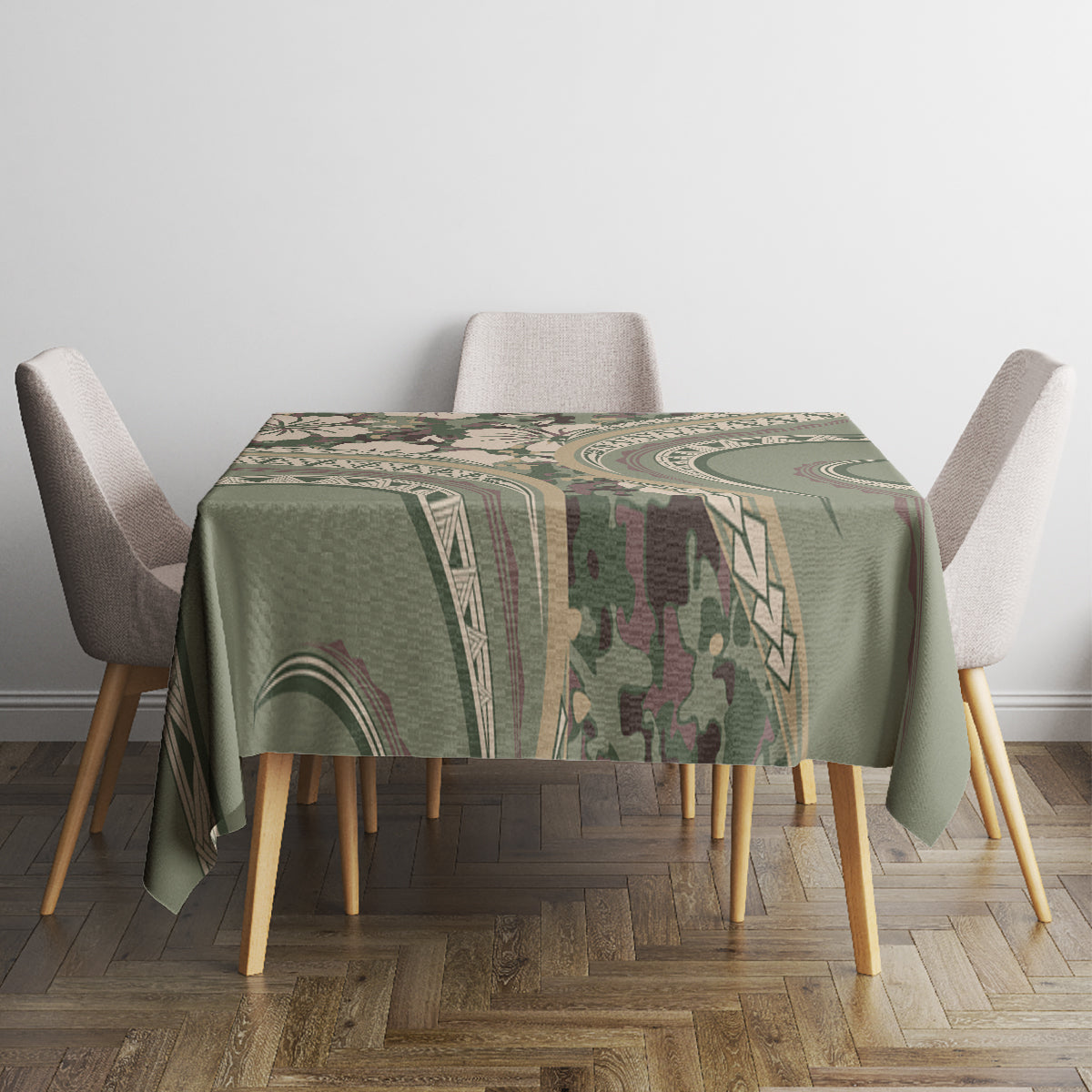 Hawaiian Hibiscus Tribal Vintage Motif Tablecloth Ver 6