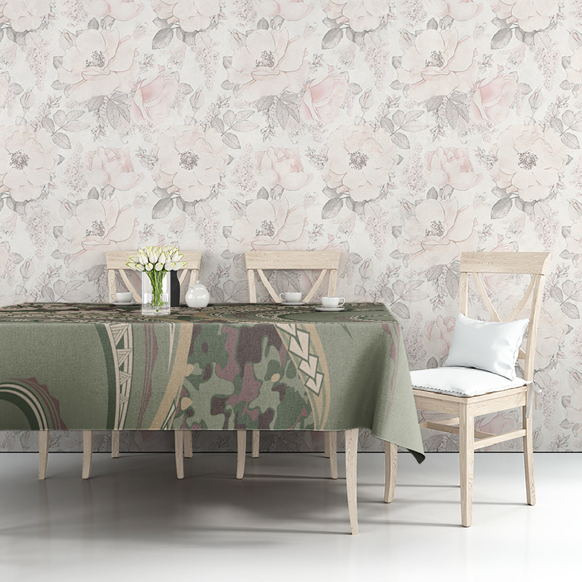 Hawaiian Hibiscus Tribal Vintage Motif Tablecloth Ver 6