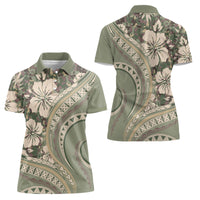 Hawaiian Hibiscus Tribal Vintage Motif Women Polo Shirt Ver 6