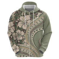 Hawaiian Hibiscus Tribal Vintage Motif Zip Hoodie Ver 6