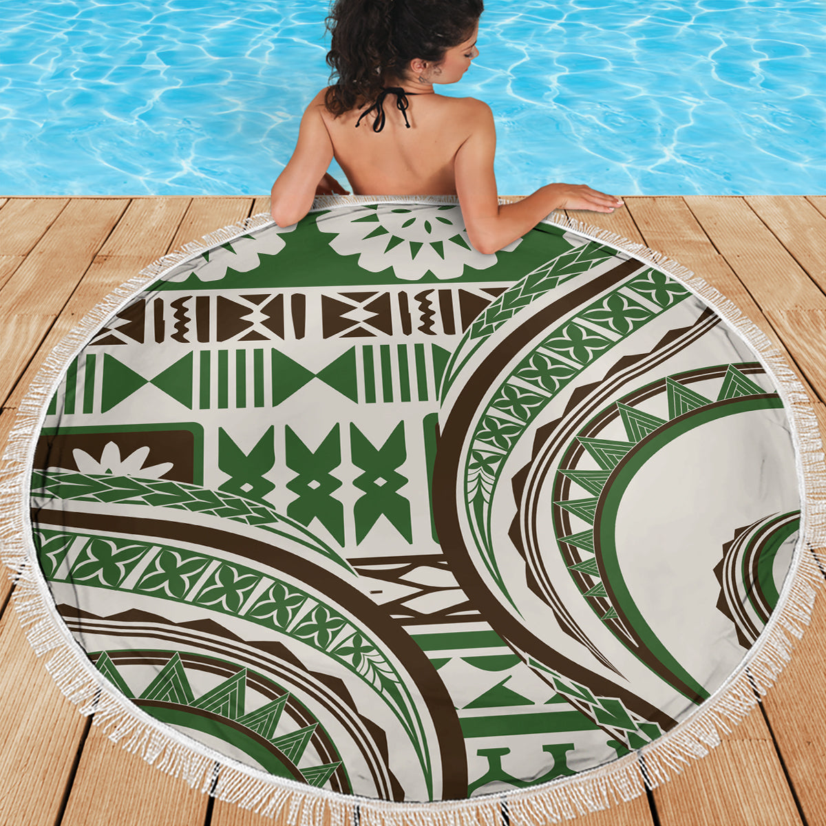 Hawaiian Hibiscus Tribal Vintage Motif Beach Blanket Ver 7