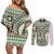 Hawaiian Hibiscus Tribal Vintage Motif Couples Matching Off Shoulder Short Dress and Long Sleeve Button Shirt Ver 7