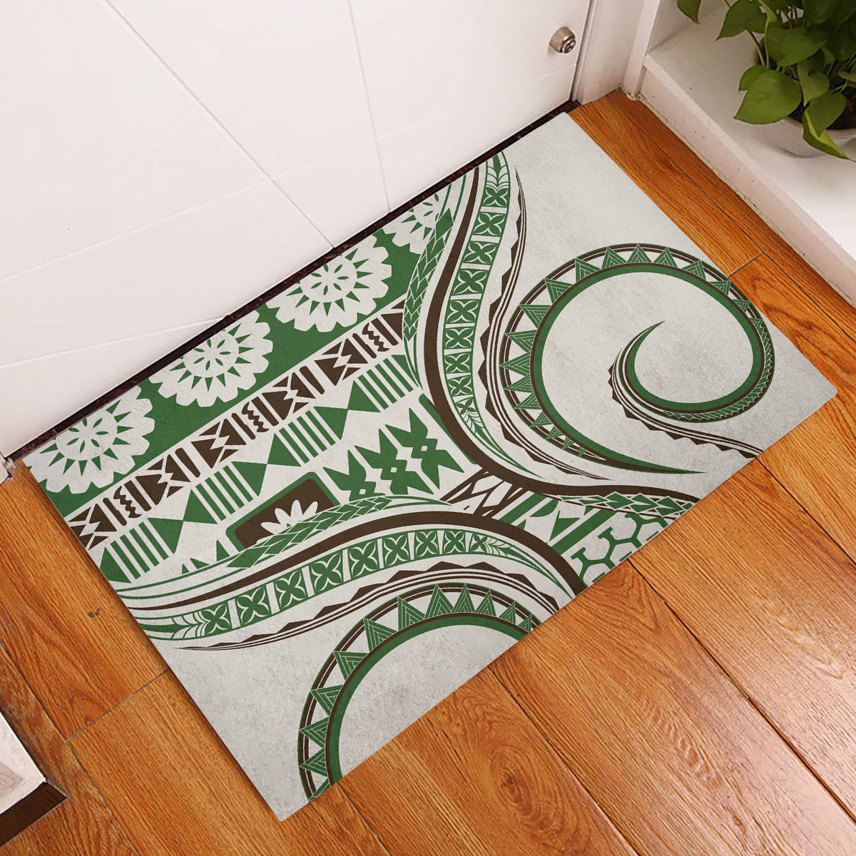 Hawaiian Hibiscus Tribal Vintage Motif Rubber Doormat Ver 7