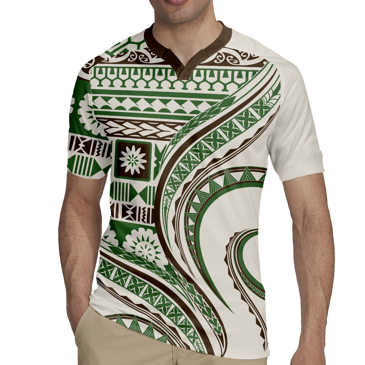 Hawaiian Hibiscus Tribal Vintage Motif Rugby Jersey Ver 7