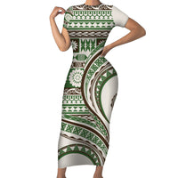 Hawaiian Hibiscus Tribal Vintage Motif Short Sleeve Bodycon Dress Ver 7