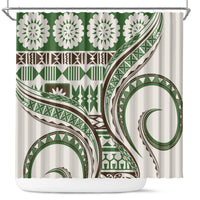 Hawaiian Hibiscus Tribal Vintage Motif Shower Curtain Ver 7 LT9 Green - Polynesian Pride