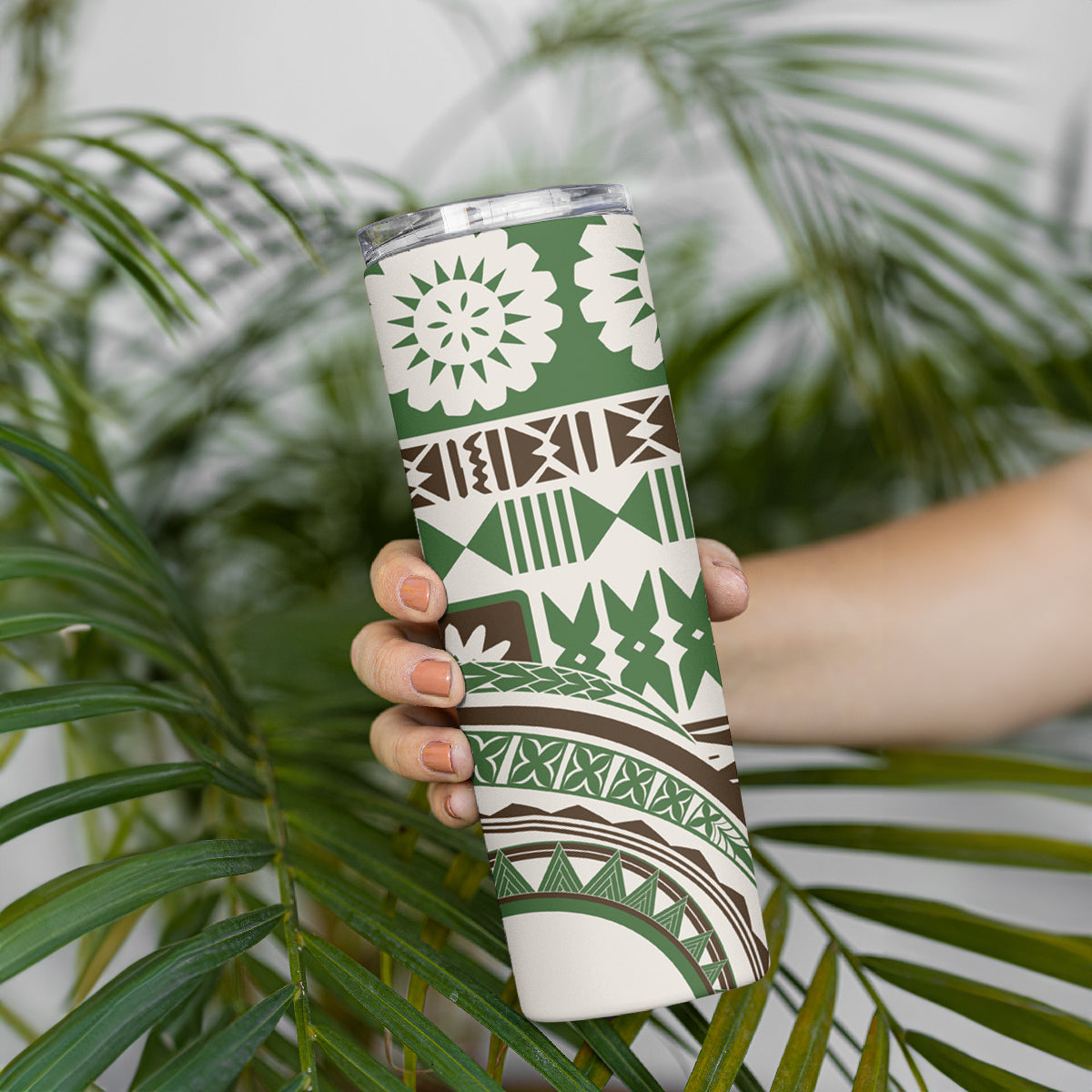 Hawaiian Hibiscus Tribal Vintage Motif Skinny Tumbler Ver 7