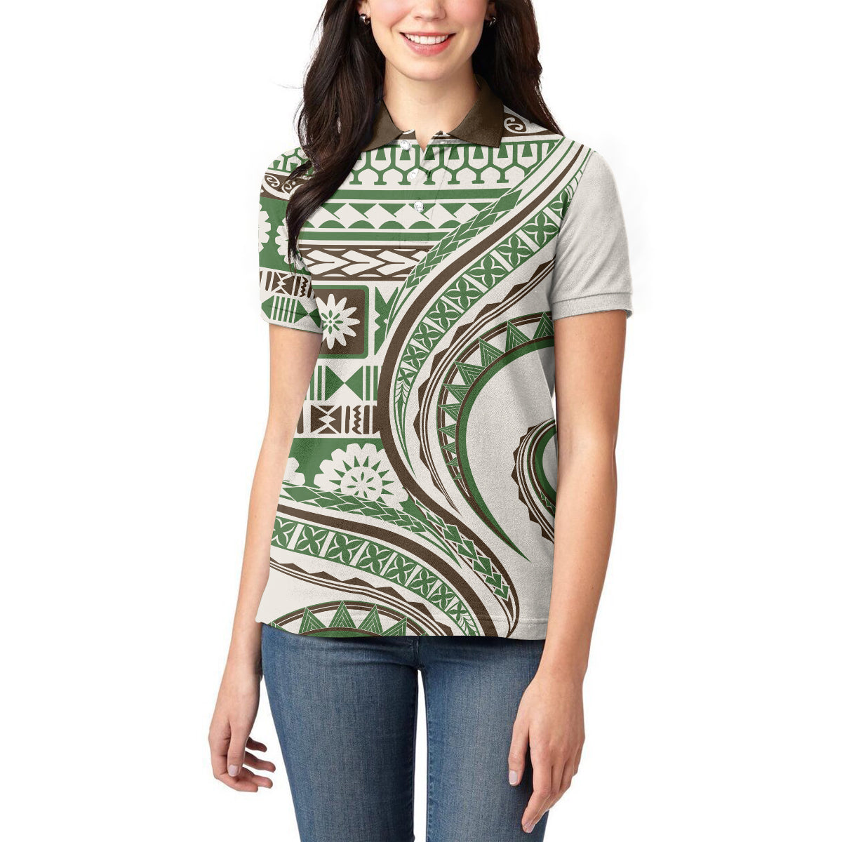 Hawaiian Hibiscus Tribal Vintage Motif Women Polo Shirt Ver 7