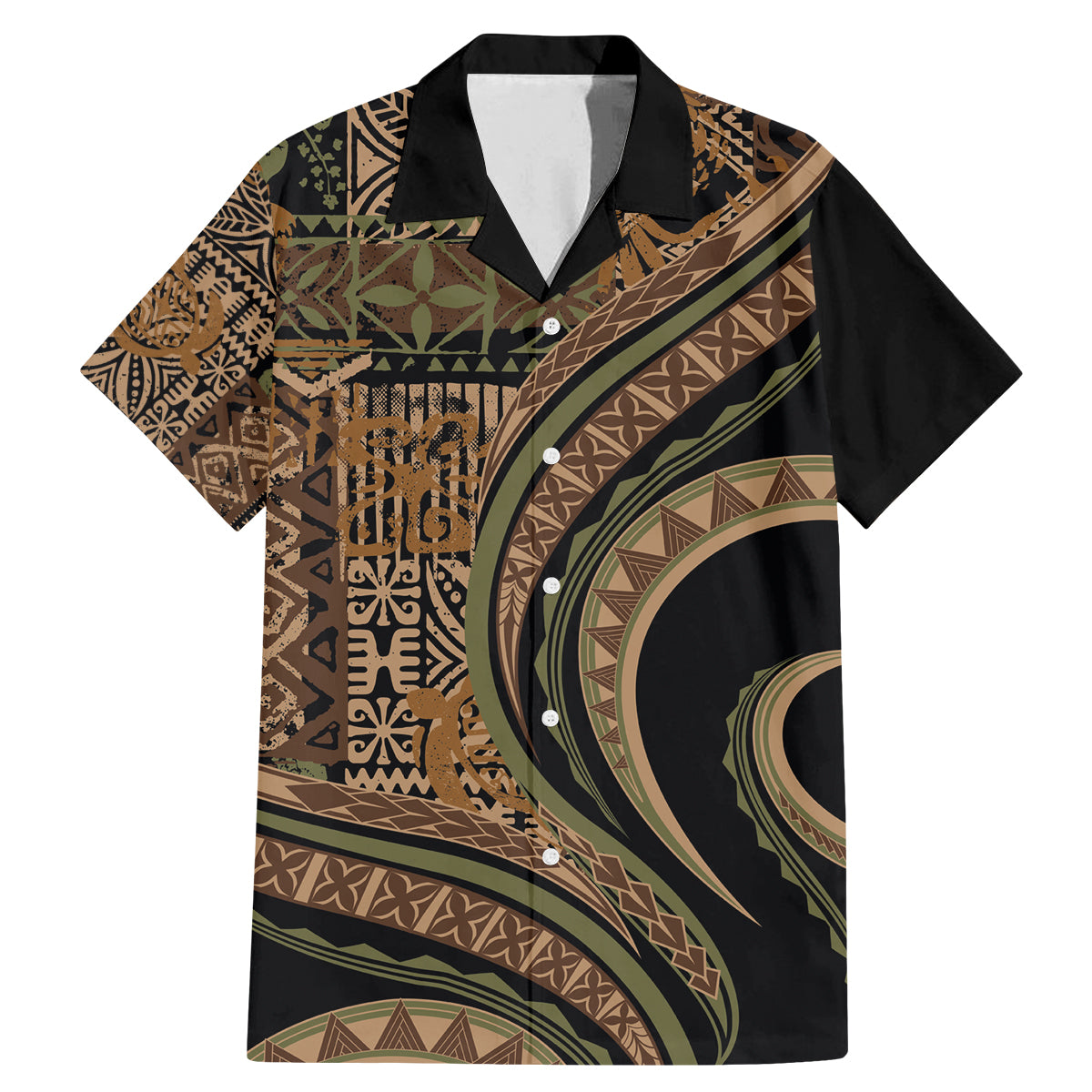 Hawaiian Hibiscus Tribal Vintage Motif Family Matching Mermaid Dress and Hawaiian Shirt Ver 8