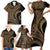 Hawaiian Hibiscus Tribal Vintage Motif Family Matching Short Sleeve Bodycon Dress and Hawaiian Shirt Ver 8