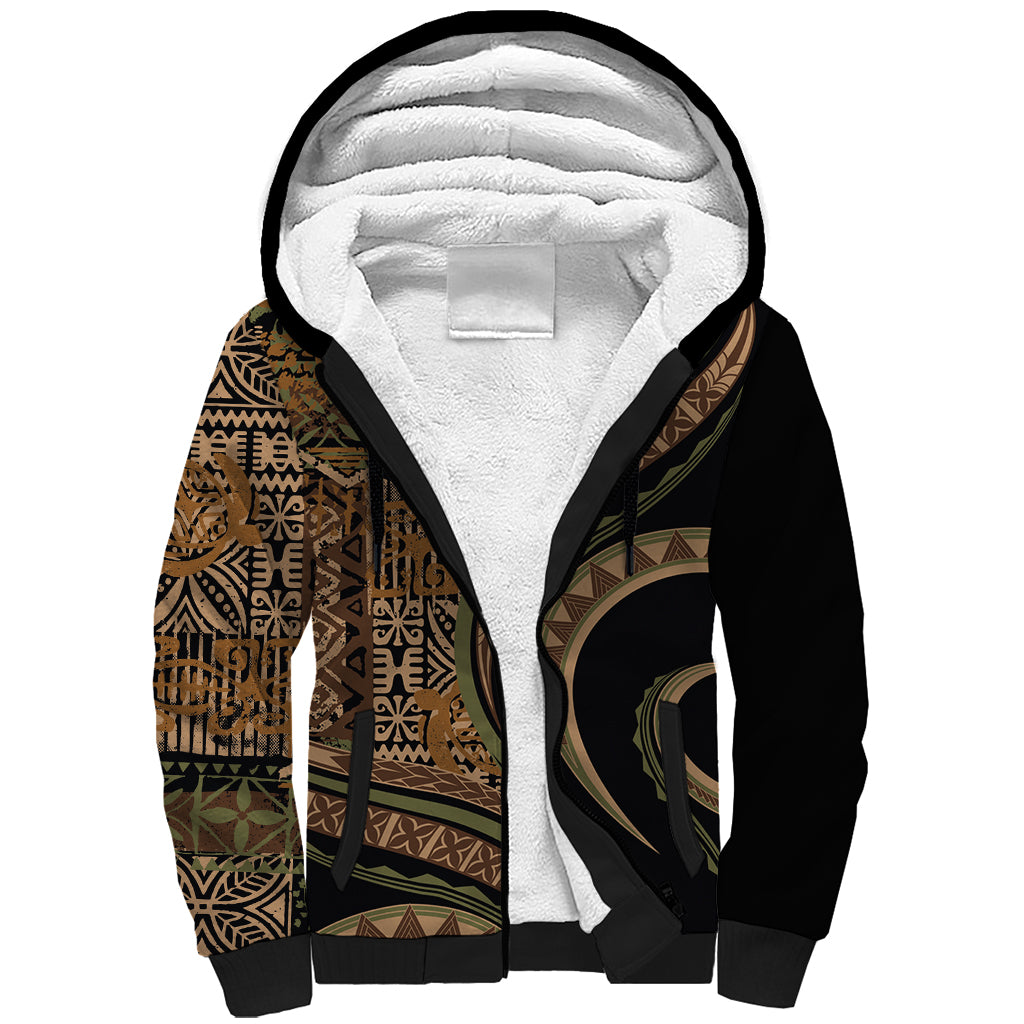 Hawaiian Hibiscus Tribal Vintage Motif Sherpa Hoodie Ver 8