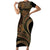 Hawaiian Hibiscus Tribal Vintage Motif Short Sleeve Bodycon Dress Ver 8