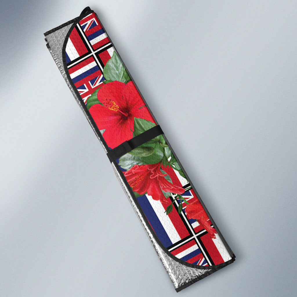 Hawaii Hibiscus Lei Auto Sun Shade Hawaiian Flag Motif
