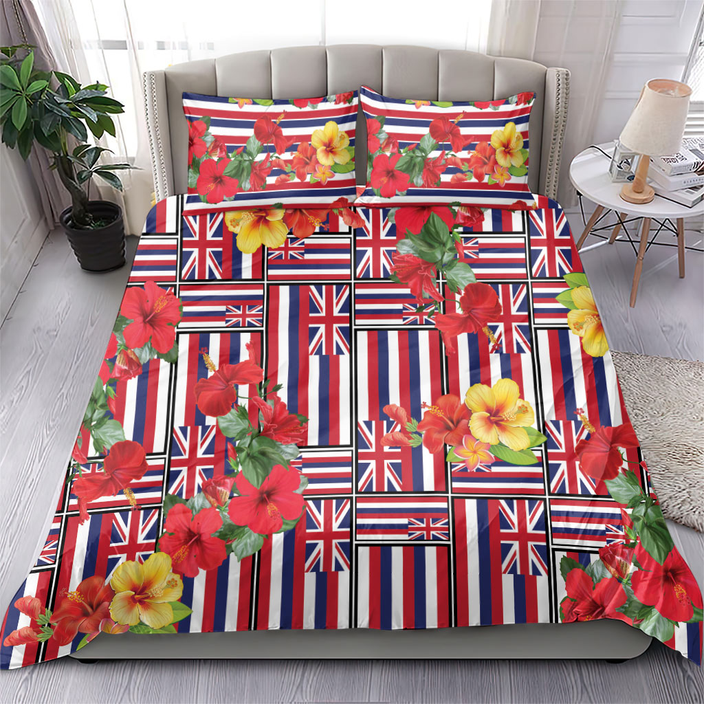 Hawaii Hibiscus Lei Bedding Set Hawaiian Flag Motif