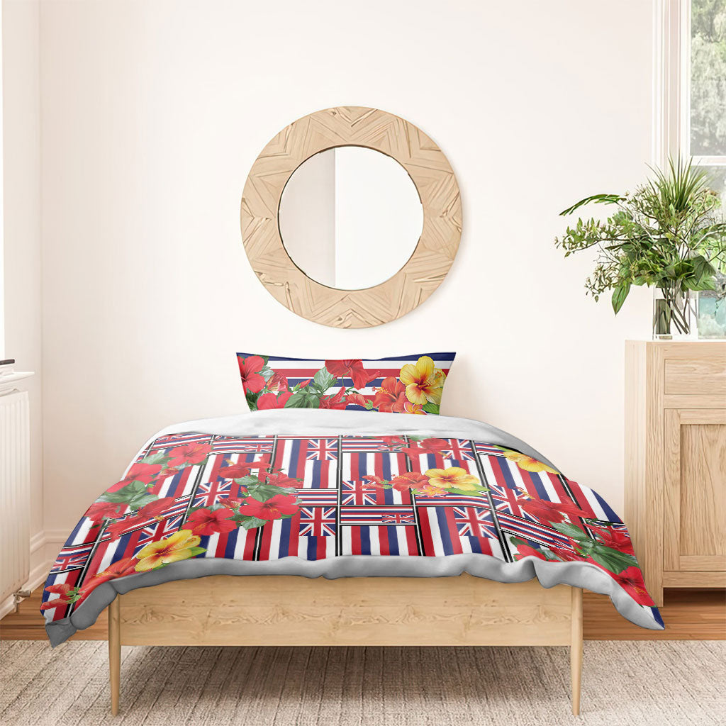Hawaii Hibiscus Lei Bedding Set Hawaiian Flag Motif
