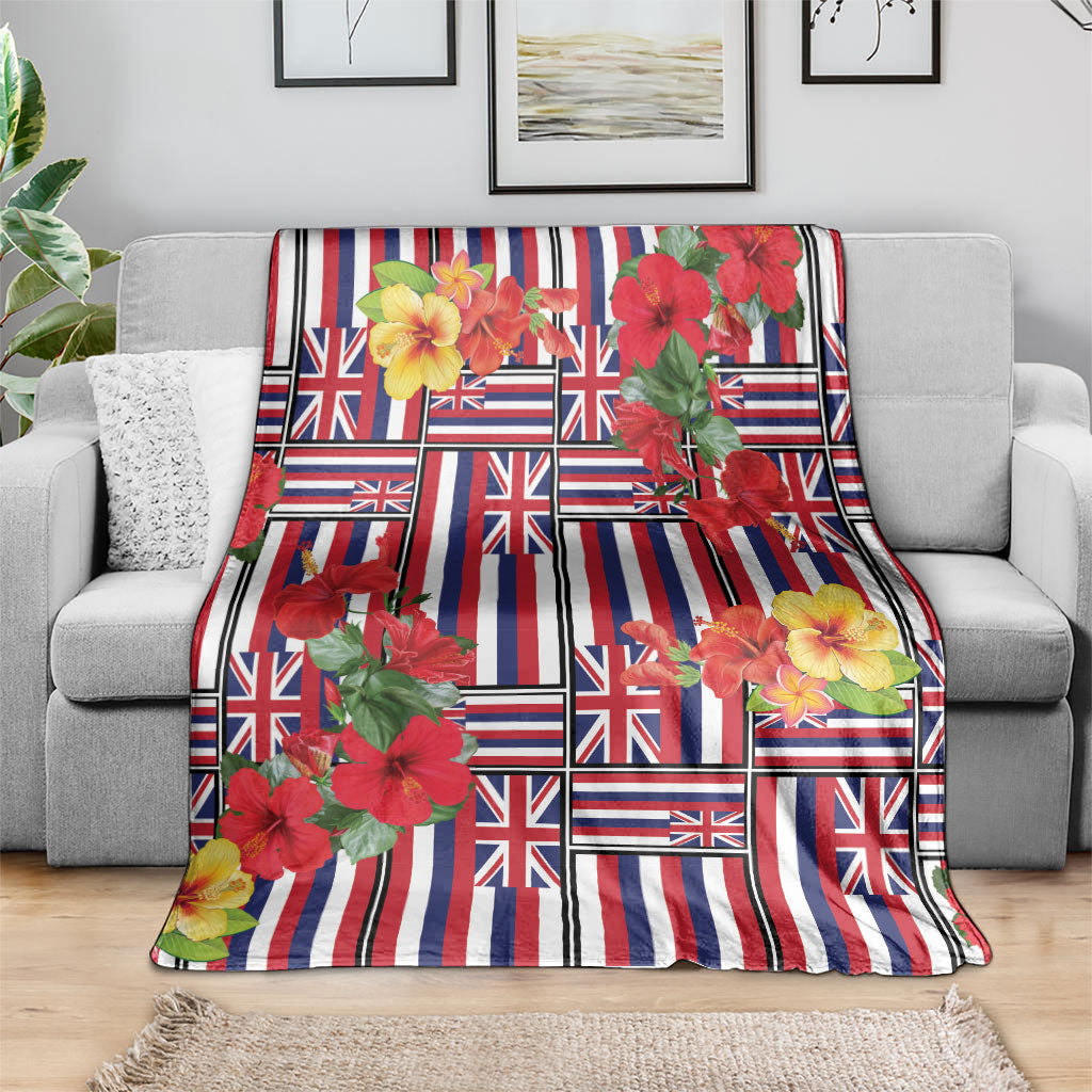Hawaii Hibiscus Lei Blanket Hawaiian Flag Motif