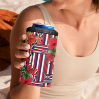Hawaii Hibiscus Lei 4 in 1 Can Cooler Tumbler Hawaiian Flag Motif
