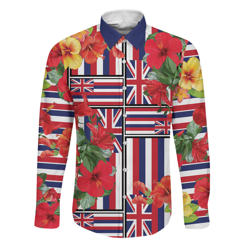 Hawaii Hibiscus Lei Family Matching Off Shoulder Maxi Dress and Hawaiian Shirt Hawaiian Flag Motif