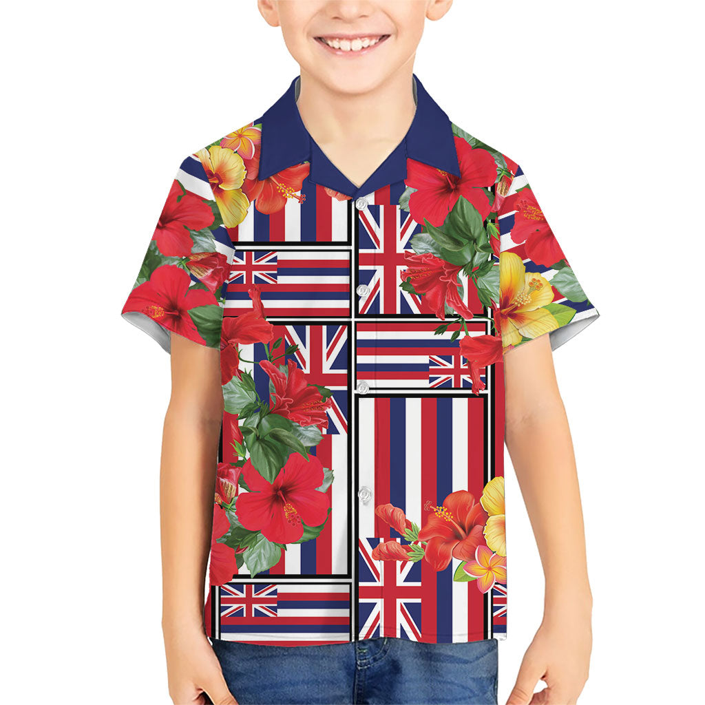 Hawaii Hibiscus Lei Family Matching Off Shoulder Maxi Dress and Hawaiian Shirt Hawaiian Flag Motif