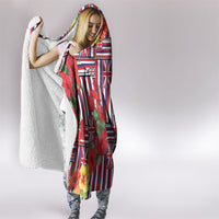 Hawaii Hibiscus Lei Hooded Blanket Hawaiian Flag Motif