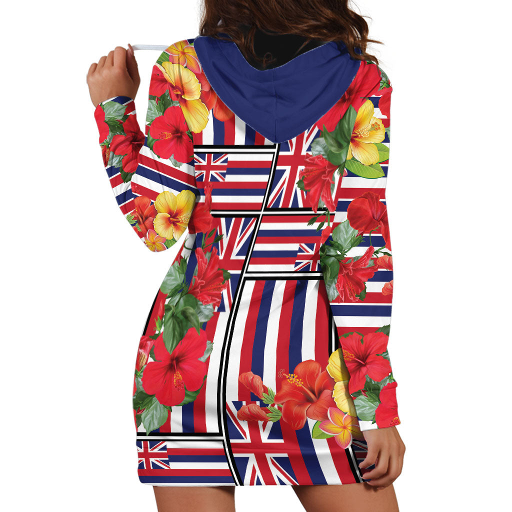 Hawaii Hibiscus Lei Hoodie Dress Hawaiian Flag Motif