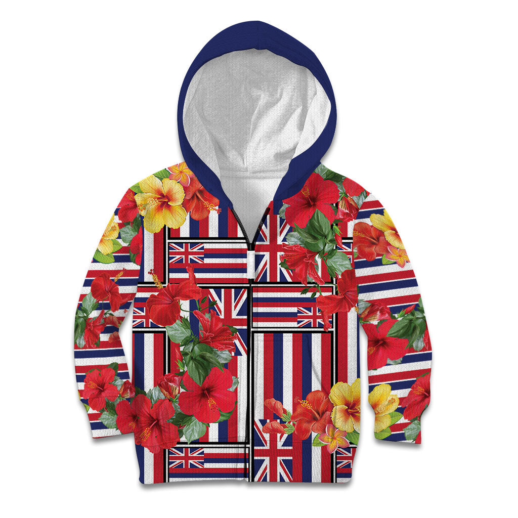 Hawaii Hibiscus Lei Kid Hoodie Hawaiian Flag Motif