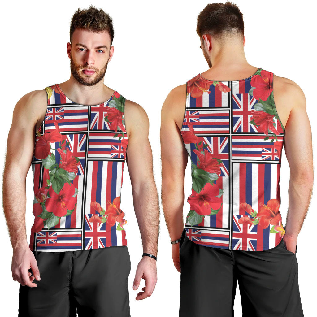 Hawaii Hibiscus Lei Men Tank Top Hawaiian Flag Motif