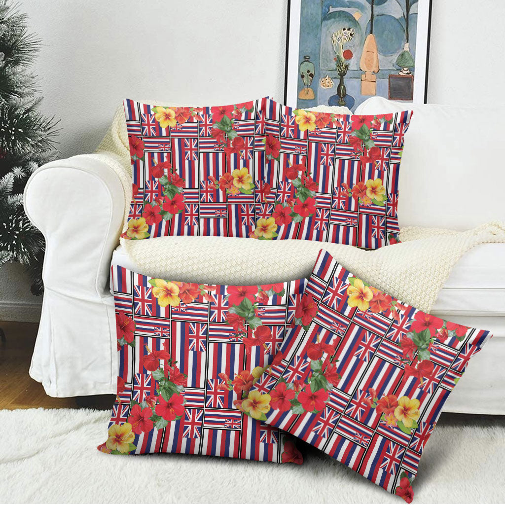 Hawaii Hibiscus Lei Pillow Cover Hawaiian Flag Motif