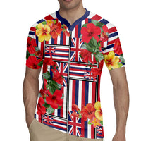 Hawaii Hibiscus Lei Rugby Jersey Hawaiian Flag Motif