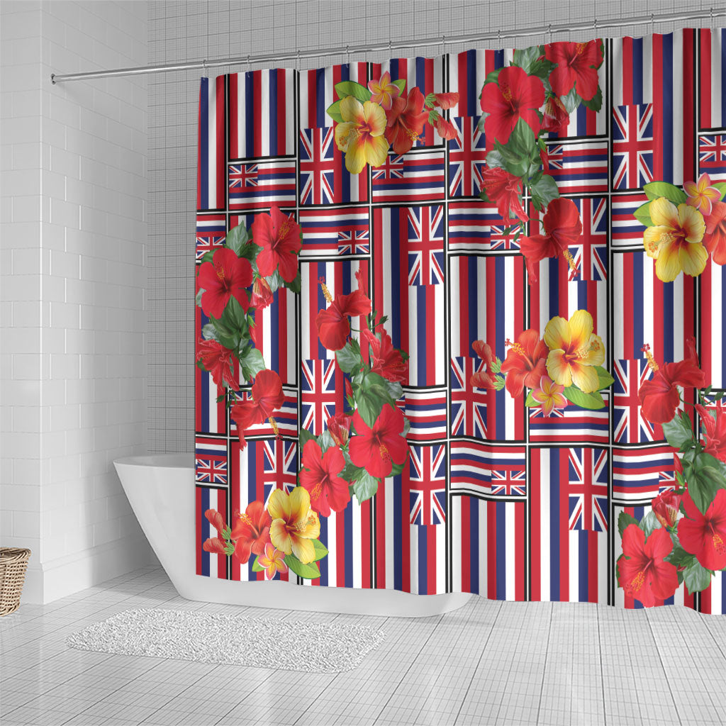 Hawaii Hibiscus Lei Shower Curtain Hawaiian Flag Motif