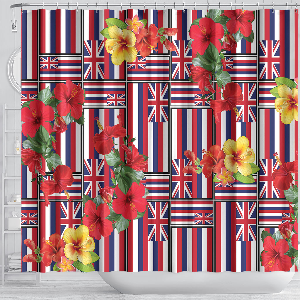 Hawaii Hibiscus Lei Shower Curtain Hawaiian Flag Motif