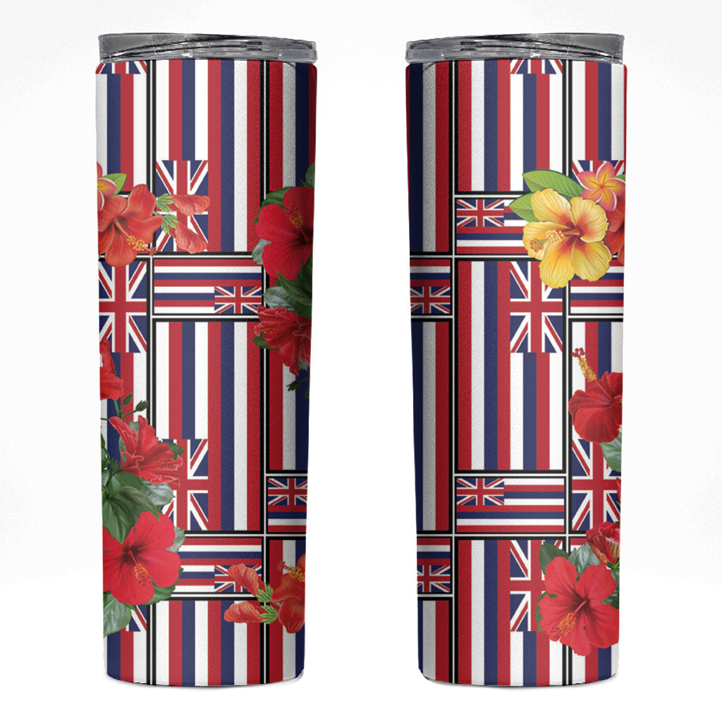 Hawaii Hibiscus Lei Skinny Tumbler Hawaiian Flag Motif